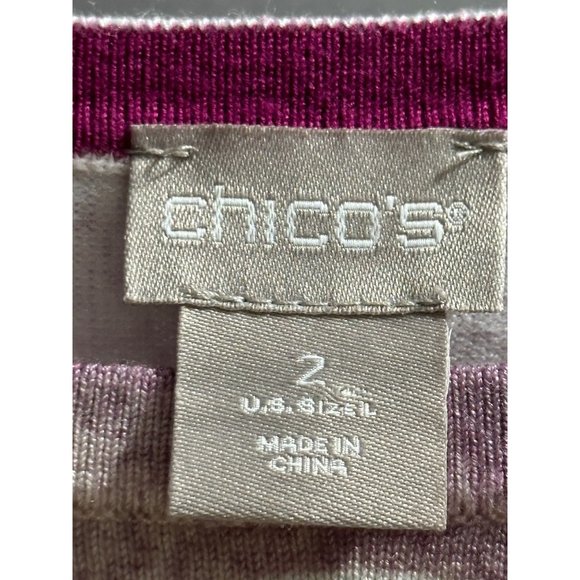 Chico’s size 2 (L) cream purple tan paisley long sleeve lightweight sweater - Picture 3 of 6